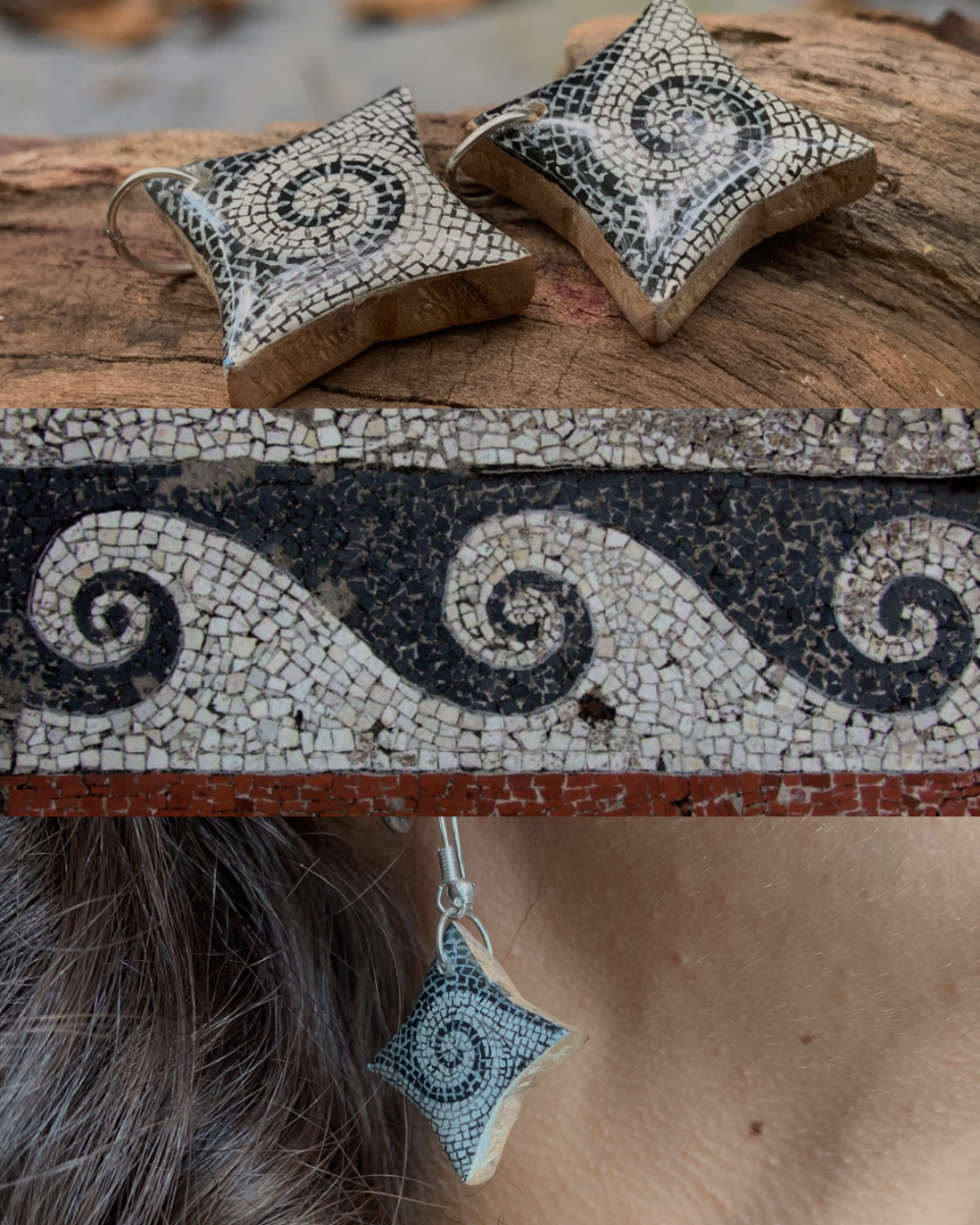 Orecchini in legno di ulivo dipinti a mano